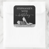 ブラックシルバーグリッターハイヒール誕生日 スクエアシール (バッグ)