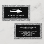 ブラックシルバーグリッターヘリコプタパイロット 名刺 (正面/裏面)