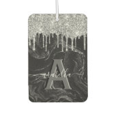 ブラックシルバーグリッターモノグラム カーエアーフレッシュナー (正面)