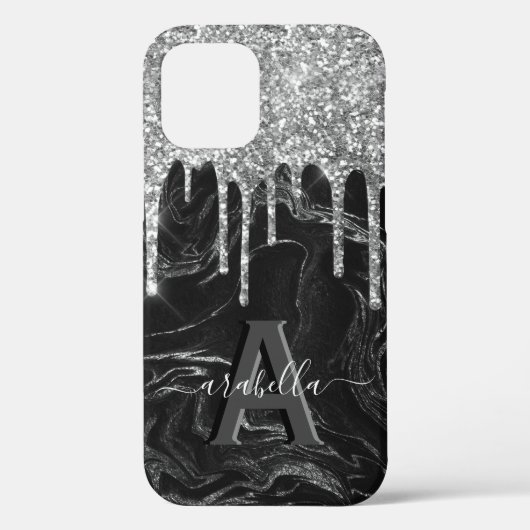 ブラックシルバーグリッターモノグラム Case-Mate iPhoneケース (裏面)