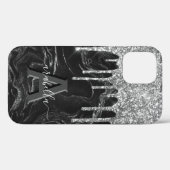 ブラックシルバーグリッターモノグラム Case-Mate iPhoneケース (裏面 (横))