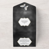 ブラックシルバーグリッターライン石ドレスシエレガントック オールインワン招待状 (外側)