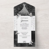 ブラックシルバーグリッターライン石ドレスシエレガントック オールインワン招待状 (内側)