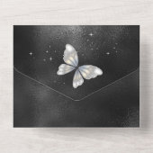 ブラックシルバーグリッターライン石ドレスシエレガントック オールインワン招待状 (裏面)