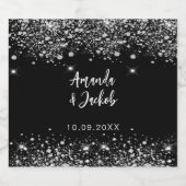 ブラックシルバーグリッター結婚ズ ビールラベル (シングルラベル)