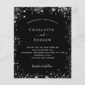 ブラックシルバーグリッター結婚式招待状予算 (正面)