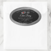 ブラックシルバーグリッター製品ラベルLadybugロゴ 楕円形シール (バッグ)