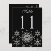 ブラックシルバーグリッター雪片テーブルナンバーカード ポストカード (正面/裏面)