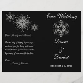ブラックシルバーグリッター雪片結婚式 プログラム