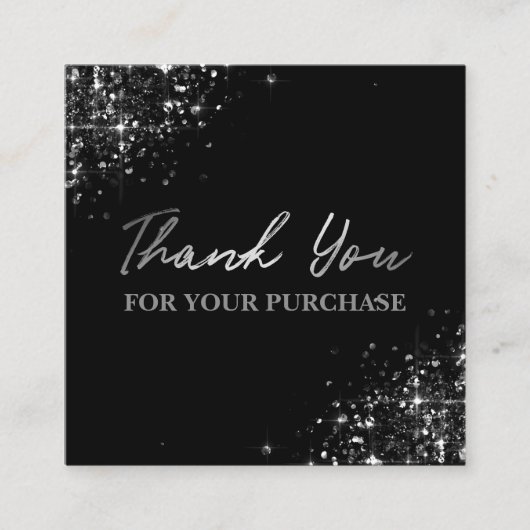 ブラックシルバーグリッター スクエア名刺 (正面)