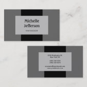 ブラックシルバーグレイストライプズ模様ビジネスカード 名刺 (正面/裏面)