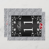 ブラックシルバーグレーフローラテーブル番号はがき ポストカード (正面/裏面)