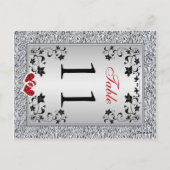 ブラックシルバーグレーフローラテーブル番号はがき ポストカード (裏面)