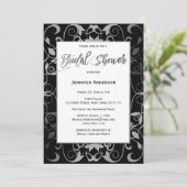 ブラックシルバーグレーホワイトエレガントブライダルシャワー 招待状 (スタンド正面)
