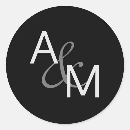 ブラックシルバーグレーモノグラム封筒用シール ラウンドシール (正面)