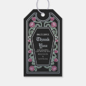 ブラックシルバーゴシックバラ結婚の感謝 ギフトタグ (裏面)