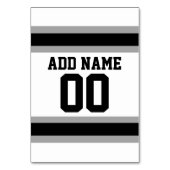 ブラックシルバーサッカージャージー名前をカスタムする番号 テーブルナンバー (裏面)