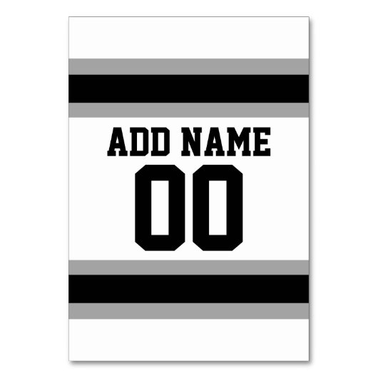 ブラックシルバーサッカージャージー名前をカスタムする番号 テーブルナンバー (正面)
