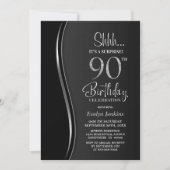 ブラックシルバーサプライズ90歳の誕生日 招待状 (正面)