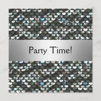 ブラックシルバーシークンズバースデーパーティー 招待状