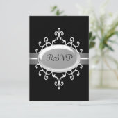 ブラックシルバージュエル RSVP返信カード 出欠カード (スタンド正面)
