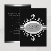 ブラックシルバージュエル RSVP返信カード 出欠カード (正面/裏面)