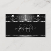 ブラックシルバースクイグルダイヤきらめくモンドイニシャル 名刺 (正面)
