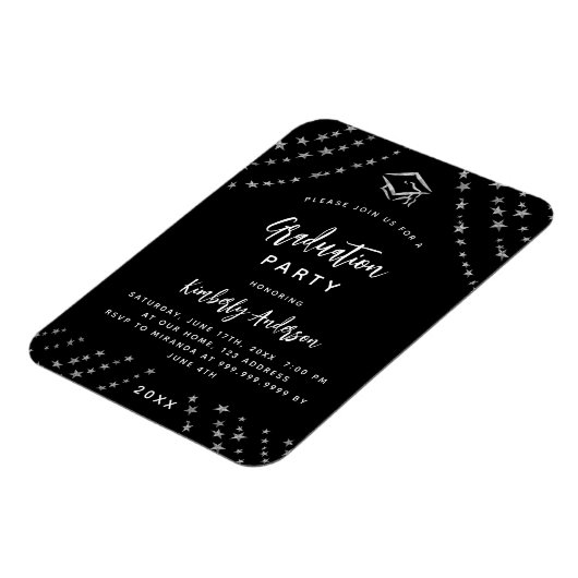 ブラックシルバースターの卒業式パーティーへの招待 マグネット (左側)