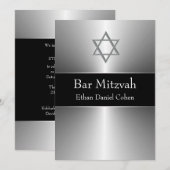 ブラックシルバースターオブデイビッド バー ミツバ 招待状 (正面/裏面)