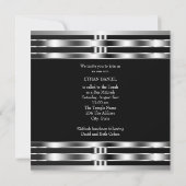 ブラックシルバースターオブデイヴィッドバー(ユダヤ教の)バル・ミツバー 招待状 (裏面)