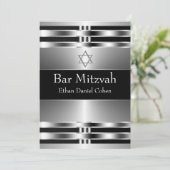 ブラックシルバースターオブデイヴィッドバー（ユダヤ教の）バル・ミツバー 招待状 (スタンド正面)