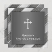 ブラックシルバーストライプ招待状ボーイファースト 招待状 (正面/裏面)