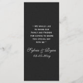 ブラックシルバースノーフレーク冬のウェディングメニューカード メニュー (裏面)