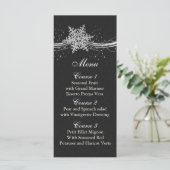 ブラックシルバースノーフレーク冬のウェディングメニューカード メニュー (スタンド正面)
