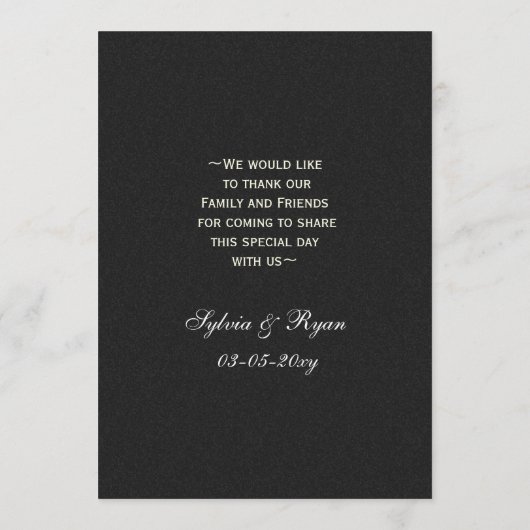 ブラックシルバースノーフレーク冬のウェディングメニューカード メニュー (裏面)