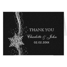 ブラックシルバースノーフレーク冬の結婚式ありがとう