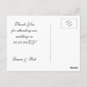 ブラックシルバースノーフレーク冬の結婚式ありがとう ポストカード (裏面)