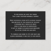 ブラックシルバースノーフレーク冬の結婚式は良く願う エンクロージャーカード (裏面)