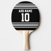 ブラックシルバースポーツジャージーお名前&ナンバー 卓球ラケット (正面)