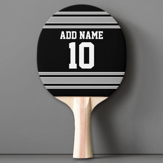ブラックシルバースポーツジャージーお名前&ナンバー 卓球ラケット