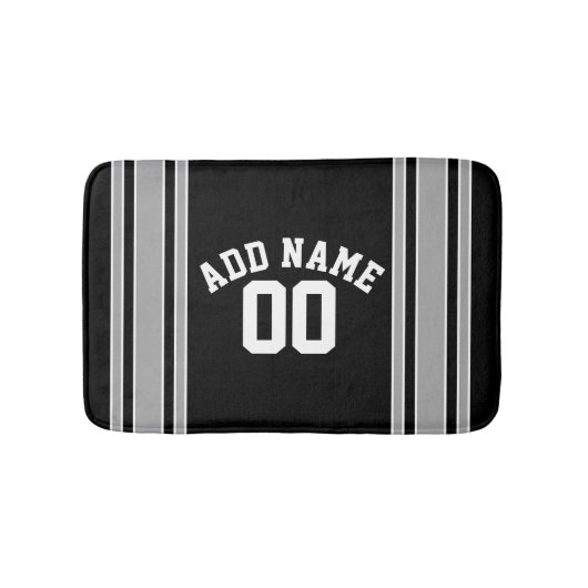 ブラックシルバースポーツジャージー（名称・ナンバー付き） バスマット (正面)