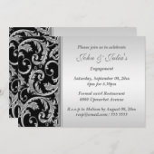 ブラックシルバースワール婚約記念日カスタム 招待状 (正面/裏面)