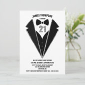 ブラックシルバータキシード21歳の誕生日パーティー 招待状 (スタンド正面)