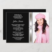 ブラックシルバーダイヤモンドガール写真卒業 招待状 (正面/裏面)