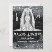 ブラックシルバーダイヤ結婚ンドドレスブライダルシャワー 招待状 (正面)