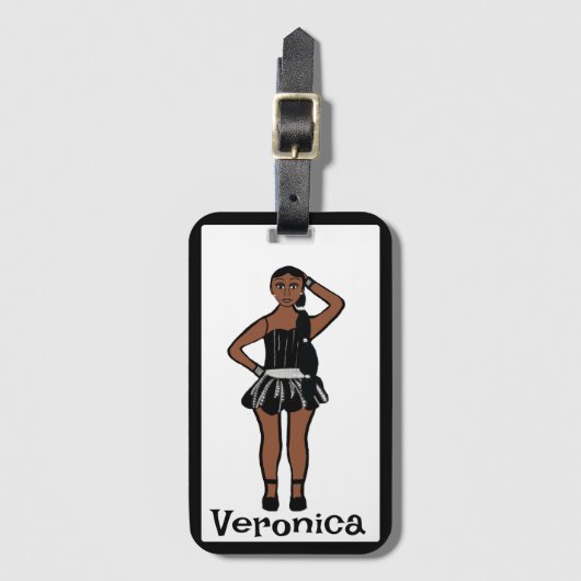 ブラックシルバーダンサー#1 ラゲッジタグ (正面縦)