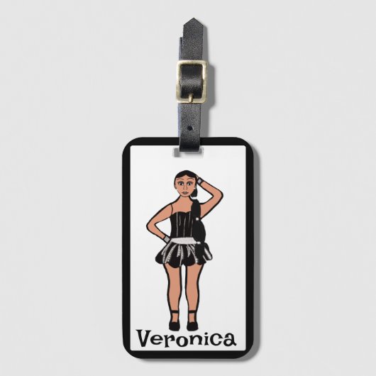 ブラックシルバーダンサー#2ラゲッジタグ ラゲッジタグ (正面縦)