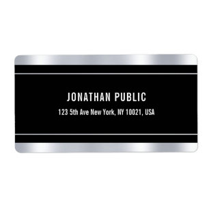 ブラックシルバーテンプレートグエレガントラマモダンラス ラベル