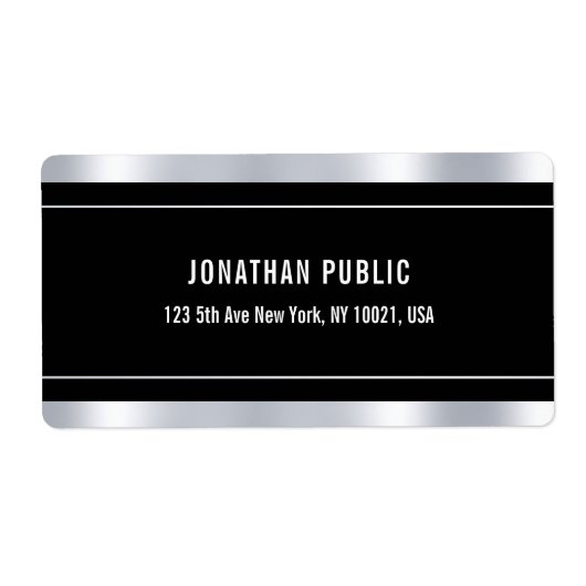 ブラックシルバーテンプレートグエレガントラマモダンラス ラベル (正面)