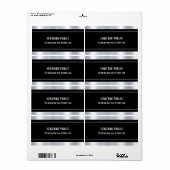 ブラックシルバーテンプレートグエレガントラマモダンラス ラベル (フルシート)